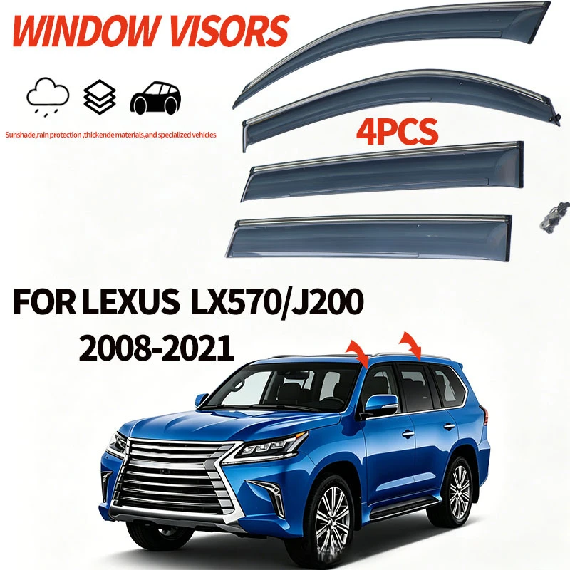 Rainproof Window Visor Rain Guard Deflector For Lexus LX570 LX 570 2008-2021 Weathershied Windshield Rain Eyebrow Awning Trim