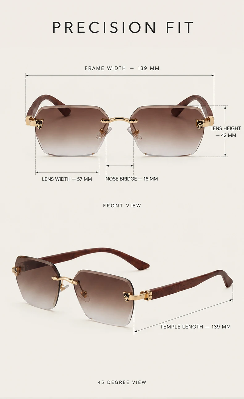 Quadratische Randlose Photochrome Sonnenbrille für Herren Vintage Sonnenbrillen 2026 Luxus Designer Shades Herren Geschnittene Gläser Rahmenlose Brillen – Detail 5