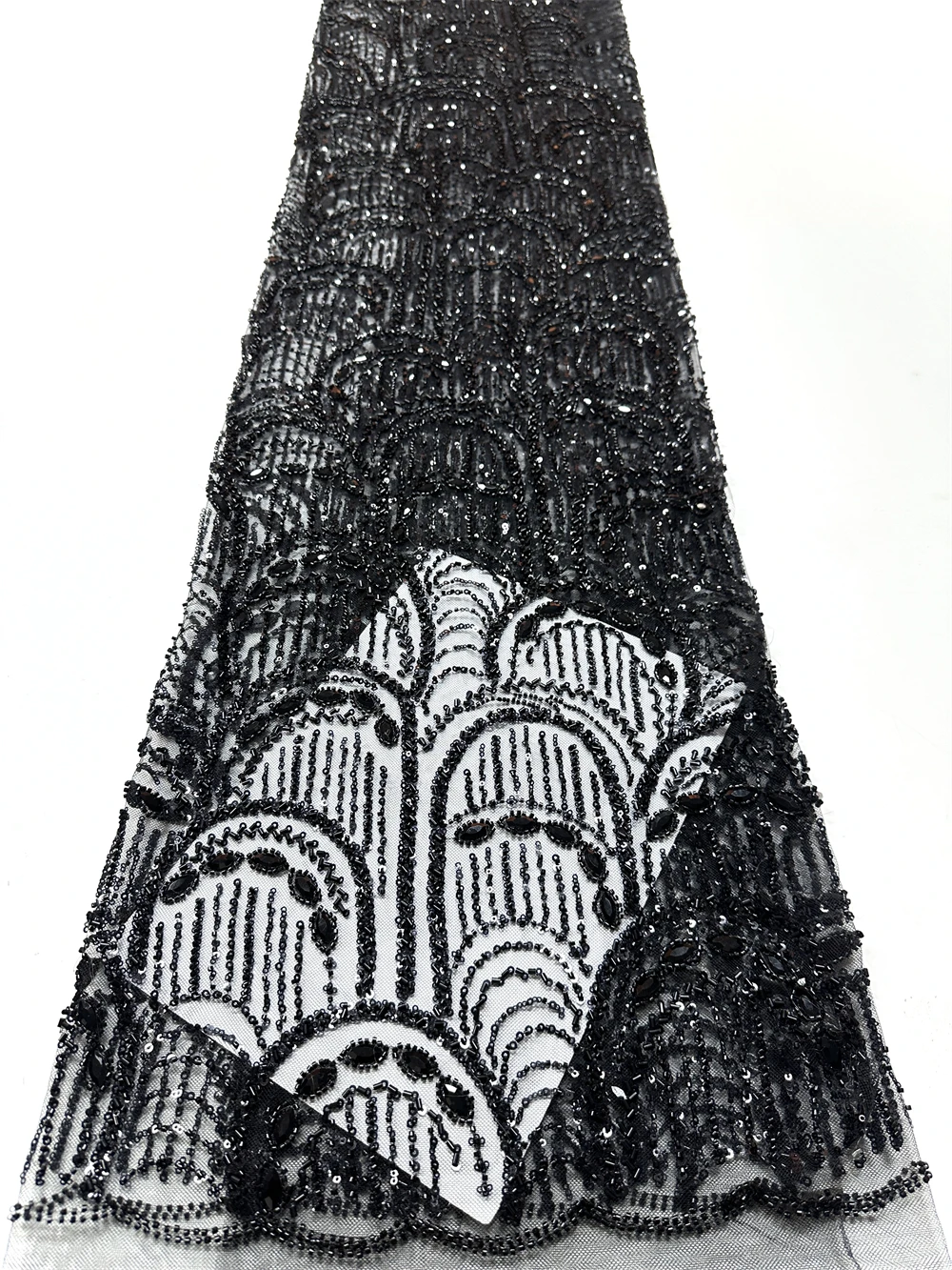 

White Heavy Sequins Lace Fabric 2026 High Quality for Women Nigerian French Tulle Lace Fabric Wedding Party Dress Sewing 5 Yards