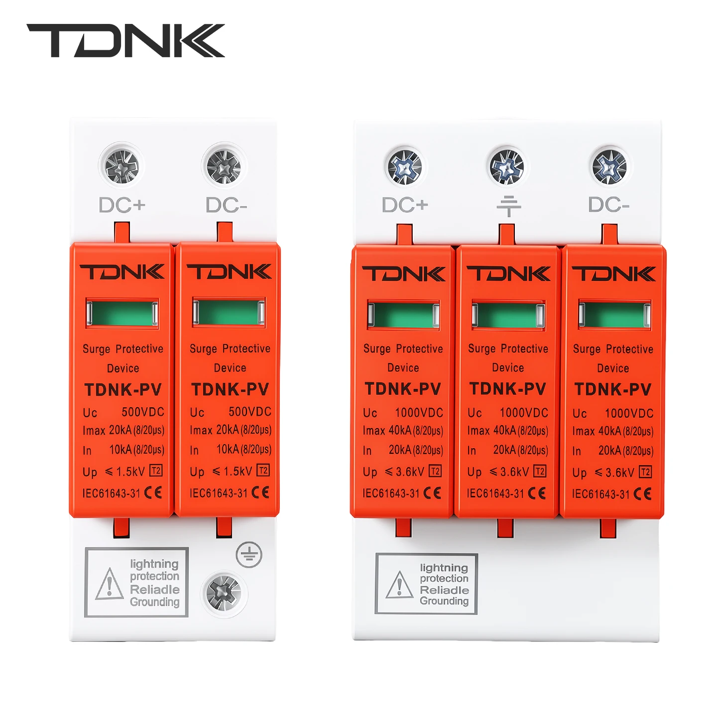 TDNK DC Surge Protector Device SPD 2P 3P 500V 1000V 20‑40KA Din Rail Lightning Arrester Surge Protection for Solar PV System