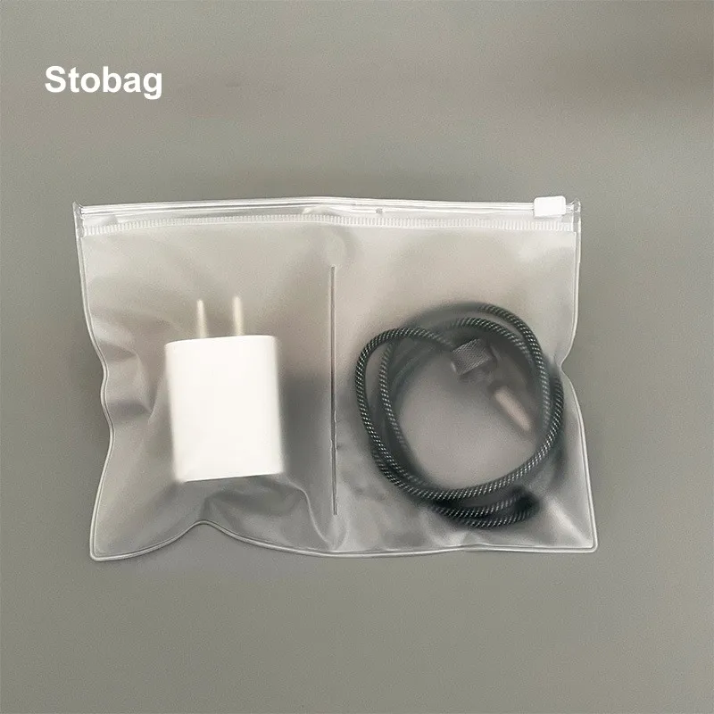 

StoBag 100pcs Frosted Transparent Ziplock Zipper PVC Cable Storage Jewelry Packaging Bags Small Sealed Portable Reusable Pouches