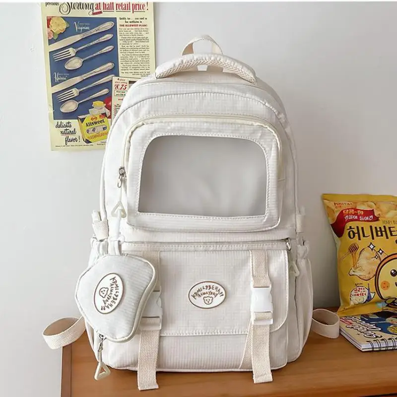 

2024 New Ita Backpack High-capacity Canvas School Bag Transparent Preppy Style Girls Rucksack Teenage Display Bolsa Mujer Сумка