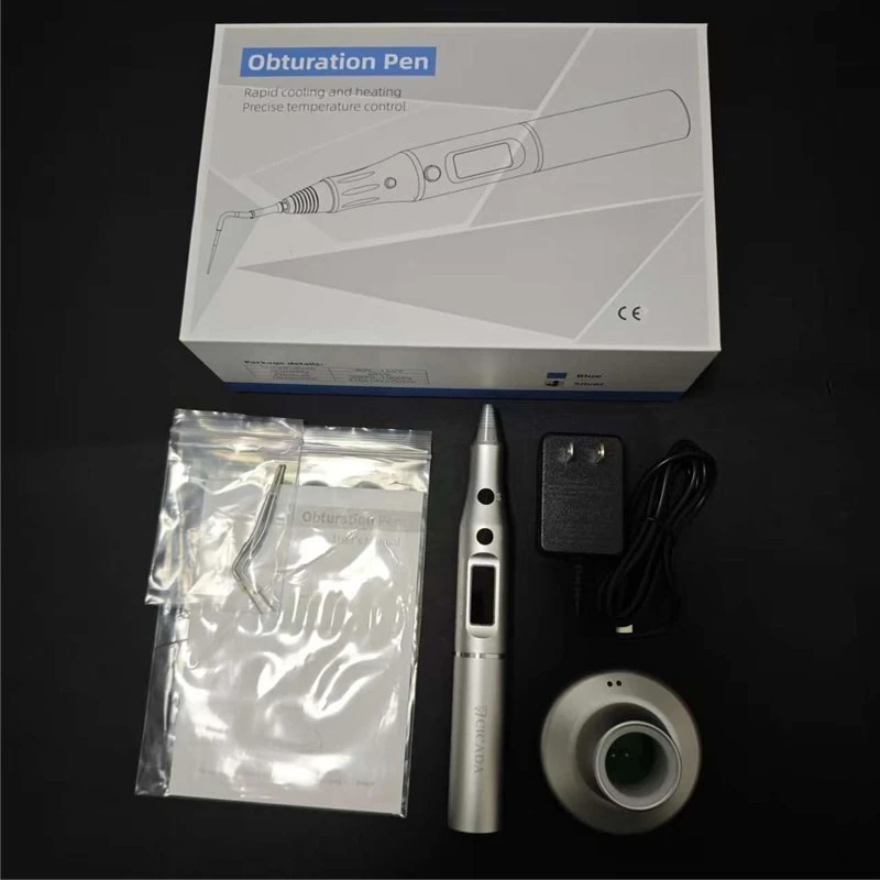 One set Random Color Dental Cordless Wireless Gutta Percha Obturation Pen Endo Heated Pen with 2 Tips Heating Dentistry Tools