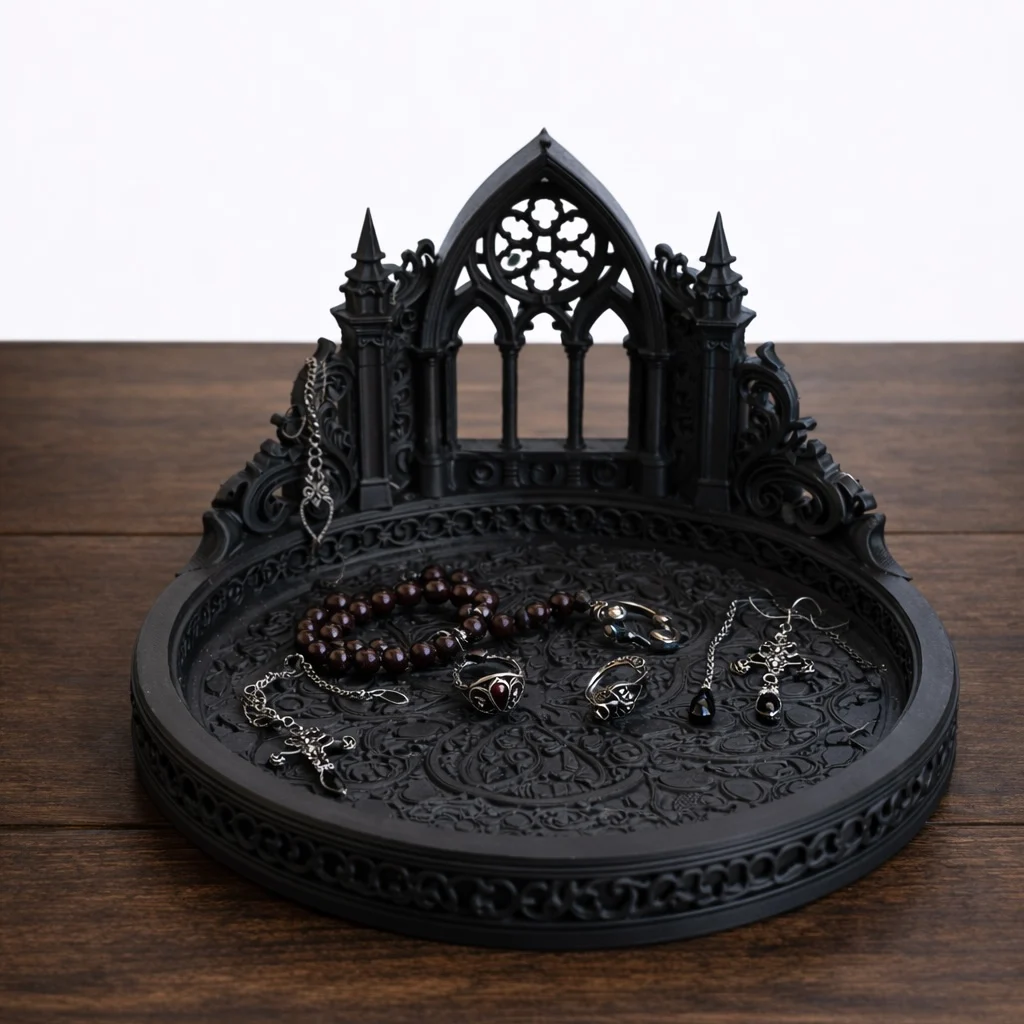 Gothic Jewelry Tray Vintage Jewelry Organizer Tray Decorative Trinket Dish Necklace Ring Earring Holder Gothic Home Decor Vanity image 2
