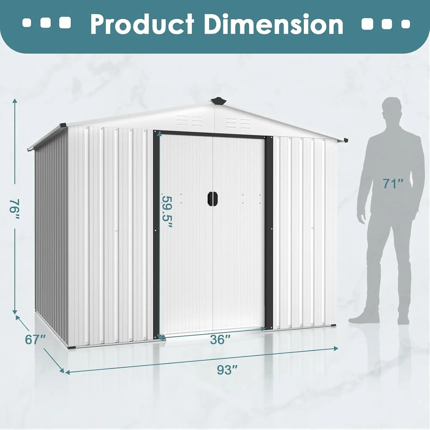 Outdoor Storage Shed 6X8 FT Sliding Door Tool Organizer Lawn Equipment Garden Backyard, Customized - view 6