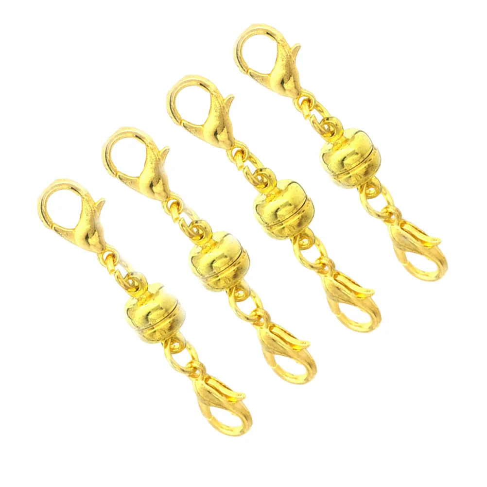 4PCS Elliptical Magnet Buckles Lobster Clasp Magnetic Jewelry Clasps Necklace Bracelet Connector Gold Sturdy Metal Rotating