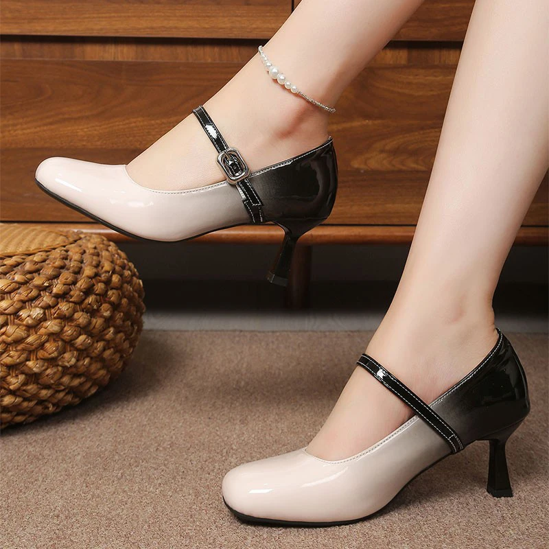 

Женские туфли Мэри Джейн на высоком каблуке, дизайнерские новые кожаные туфли, летние элегантные женские сандалии, модные туфли-лодочки 2026 года, запатильяс