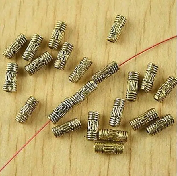 80pc 8x3.1mm hole is1.7mm dark gold-tone curved wire tube spacer beads HWH2081