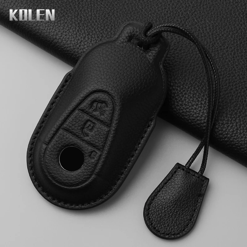 Leather Car Key Case Cover Shell For Mercedes Benz C E S Class GLC W206 W223 W214 E300 C260 C300 S450 S500 S400 Fob Accessories