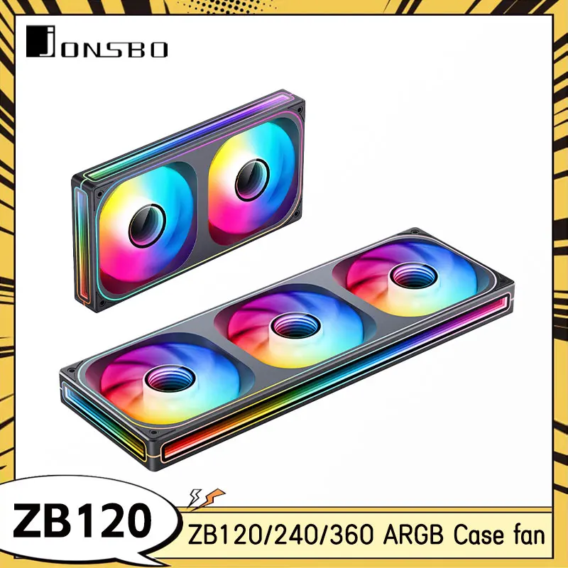 JONSBO ZB120/240/360 12CM Chassis Fan With ARGB Divine Light Synchronized Forward/Reverse Rotating Blades Integrated Cooling Fan