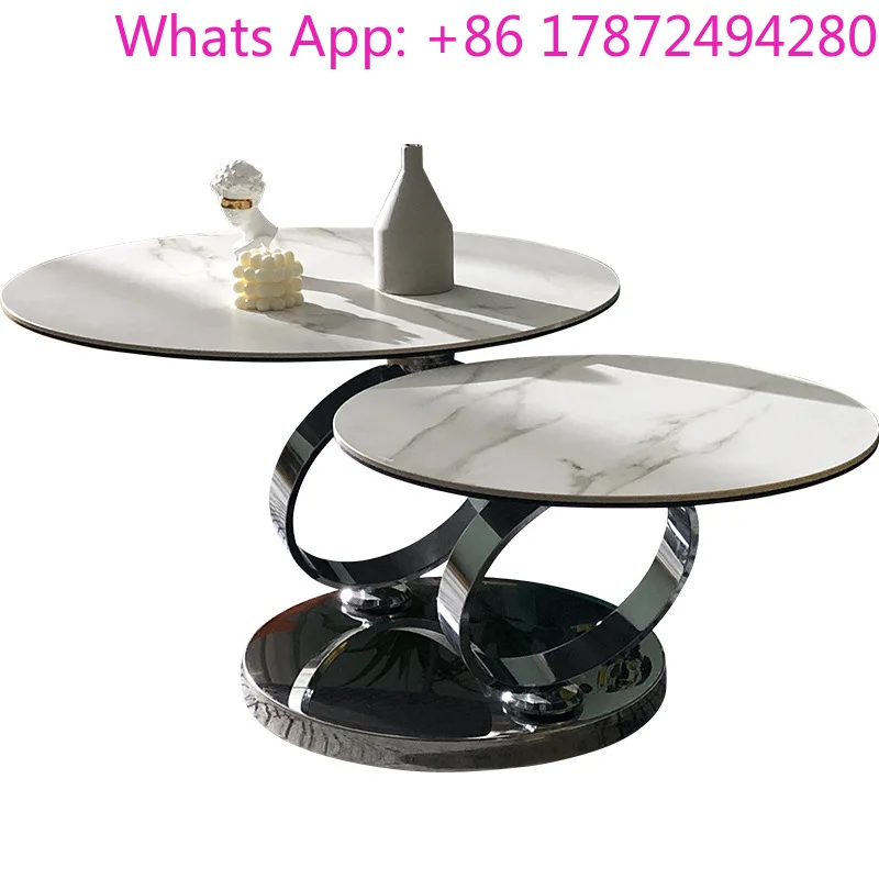 New Swivel Marble Stainless Steel Bottom Coffee Table Multiple Styles Available Premium Stone Furniture Coffee Table