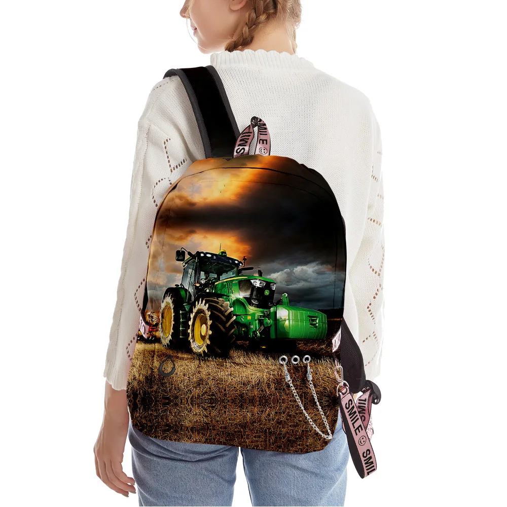 Classic Cool Game Tractor Pattern Student School Bags Unisex 3D Print Oxford Waterproof Notebook multifunction Travel Backpacks
