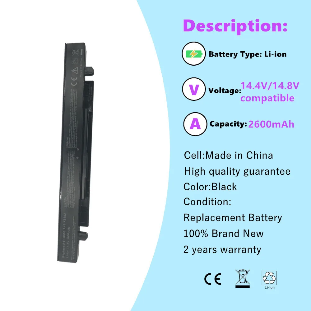 Laptop battery For Asus A41-X550 A41-X550A A450 A550 F450 F550 F552 K550 P450 P550 R409 R510 X450 X550 X550C X550A X550CA