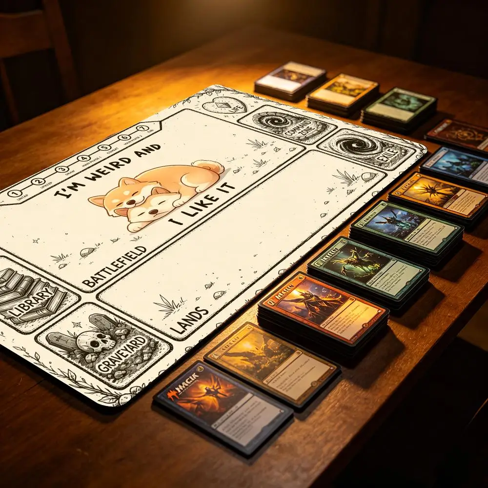 Cute Shiba Inu TCG Card Play mat Magic MousePad Gaming Battle Playmat Card Battles Commander Desk Mats With Complete Zones 35x60