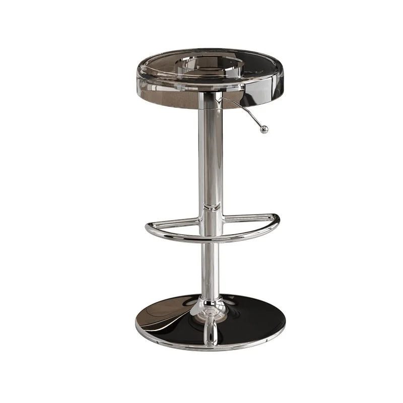 

&c Adjustable Height Rotatable Bar Chair Stainless Steel Frame Acrylic Modern Minimalist Design for Home Bar Cashier Counter Use
