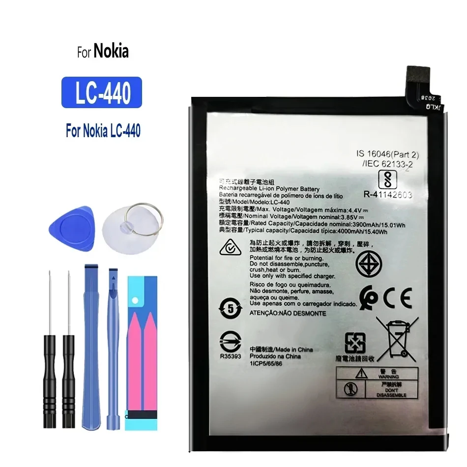 Batteria LC-440 da 3900 mAh per Nokia 5.3 TA-1234 TA-1223 TA-1227 TA-1229 Batteria di alta qualità