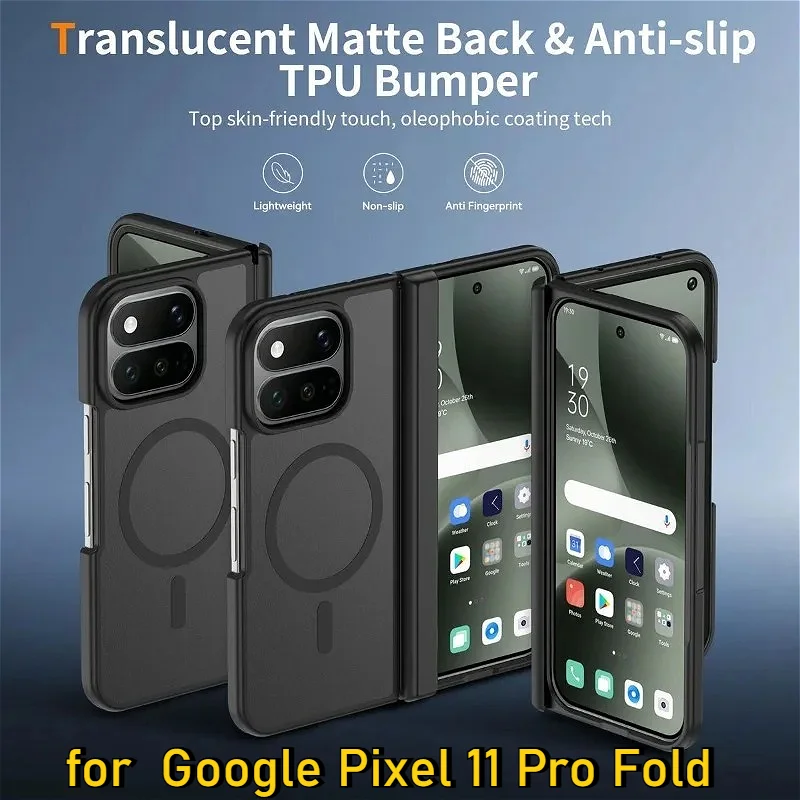 For Google Pixel 11 Pro Fold for Magsafe Cases Stylish Magnetic Frosted Skin-Friendly Soft Border Acrylic Shockproof Cover Funda