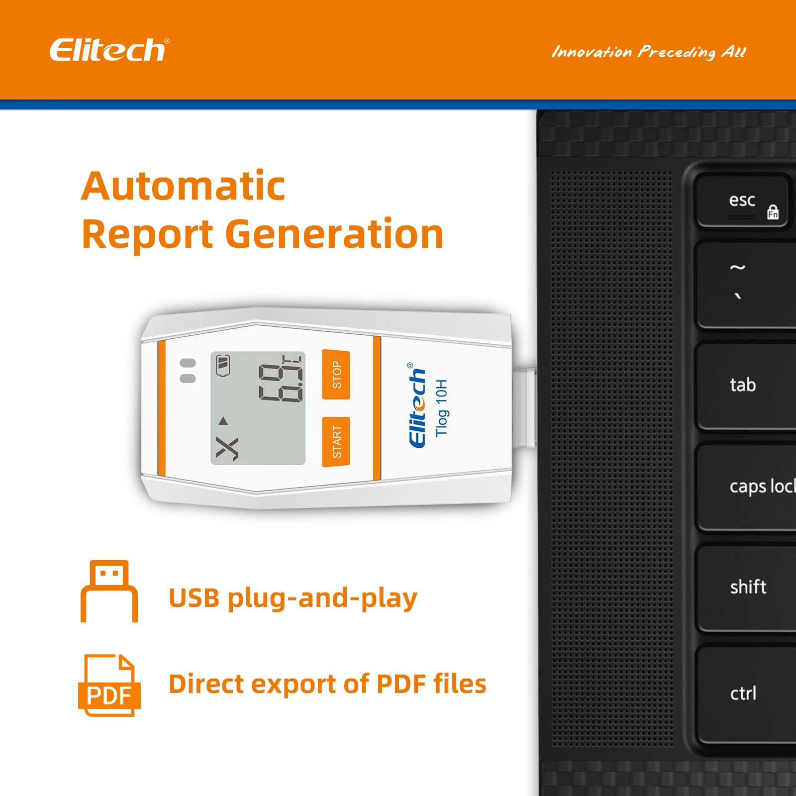 Elitech Tlog 10H/ Tlog 10EH Digital Temperature & Humidity Data Logger Reusable Recorder PDF Report USB Port 32000 Points