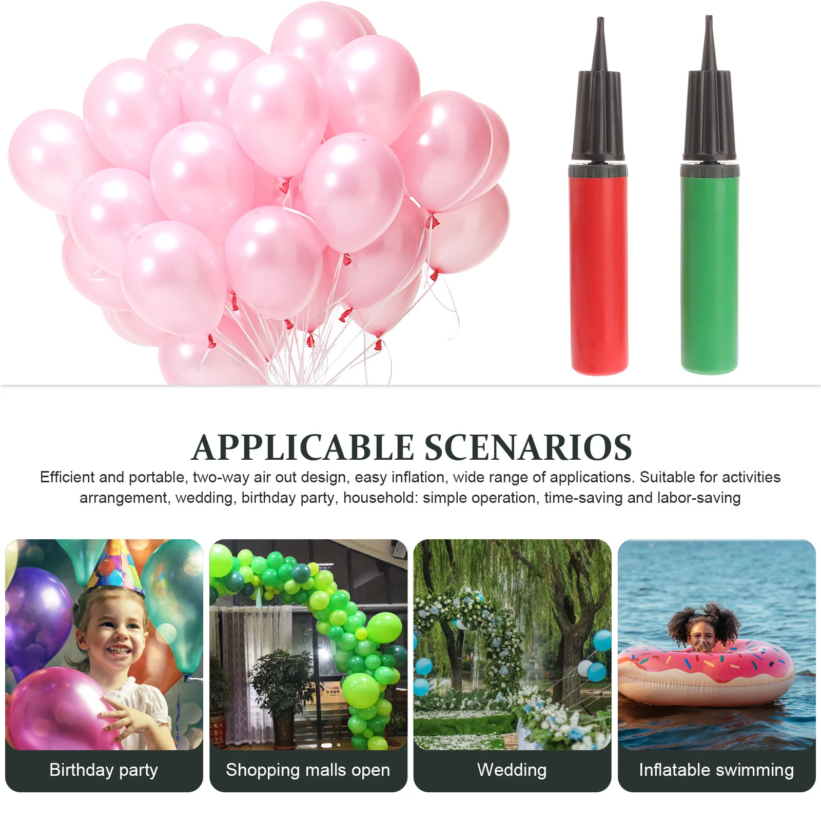 

2Pcs Manual Inflator Hand Push Portable Balloon Pump Air Column Bag Inflator Basketball Football Volleyball Balloon Pump
