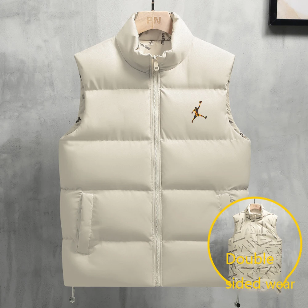 

Men's vest jacket sleeveless top winter zipper jacket autumn winter stand collar casual vest cotton jacket double-sided wear