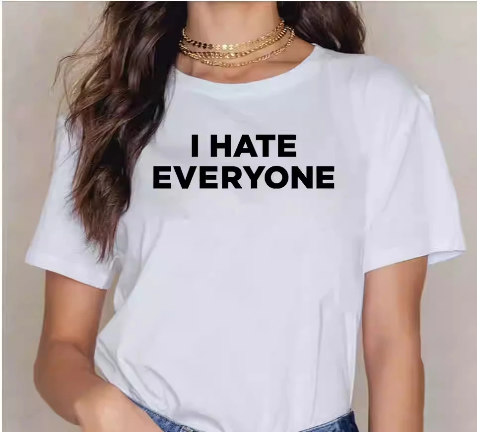 أنا أكره الجميع تي شيرت قصير الأكمام Moletom دو نعرفكم تي شيرت موضة بلايز عادية تي شيرت Crewneck قصيرة الأكمام ملابس حريمي