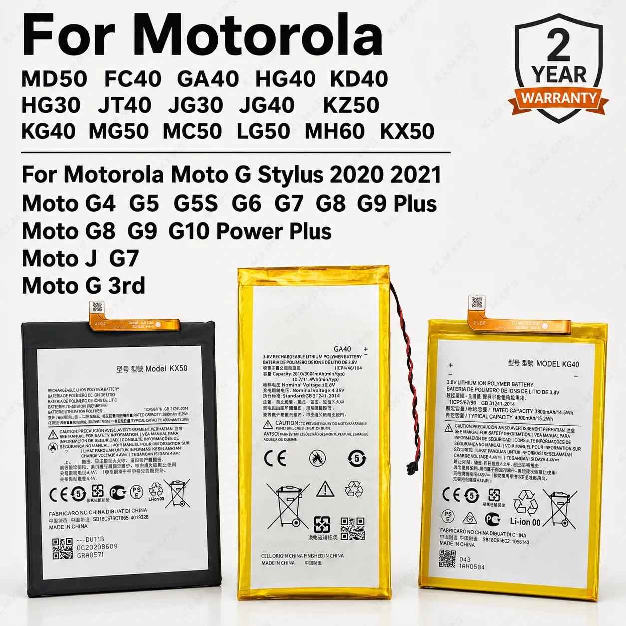 Replacement Phone Battery MD50 FC40 GA40 HG40 KD40 For Motorola Moto G Stylus G4 G5S G6 G7 G8 G9 Series