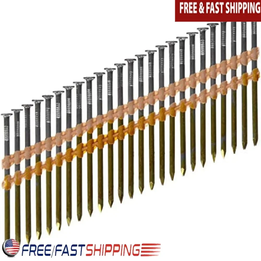 

21 Degree Round Head Nails 500 Count Ring Shank Smooth Shank Project Pack Construction Tools Heavy Duty Fasteners