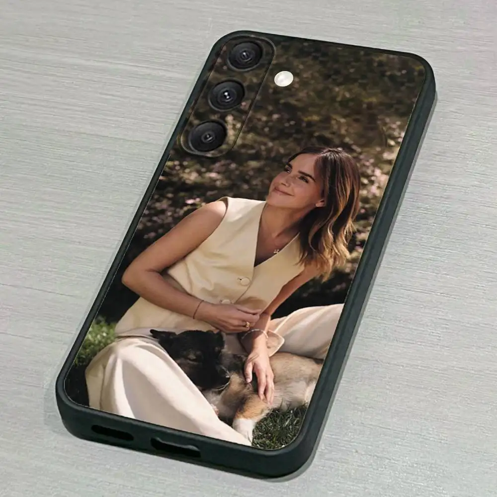 حافظة هاتف A-مثلة Emma W-Watson لهاتف سامسونج S25، S24، S23، S22، S21، S20، S10، Ultra، Plus، Lite، FE، غطاء أسود من السيليكون الناعم