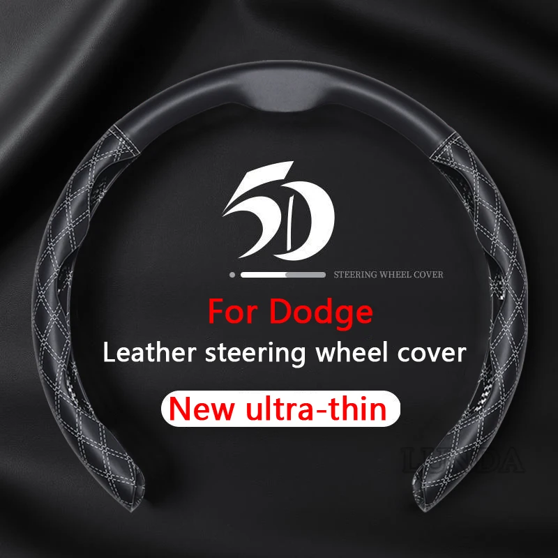 Car Steering Wheel Cover Leather 38cm Anti-Slip Wheel Booster Cover For Dodge RAM 1500 Viper Magnum Caravan Charger Car styling