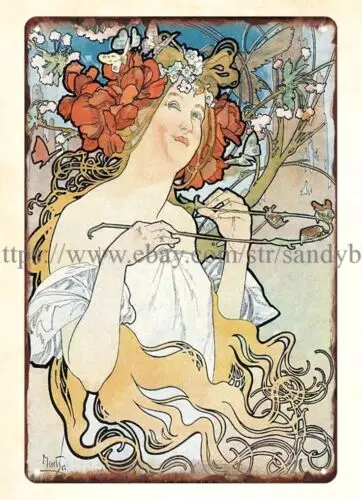 office design  1897 Alphonse Mucha L'Illustre Soleil du Dimanche, metal tin sign