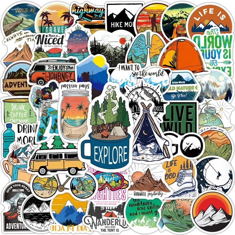 50 unids explorar al aire libre escalada de montaña pegatinas portátil equipaje la guitarra impermeable graffiti sticker Decal