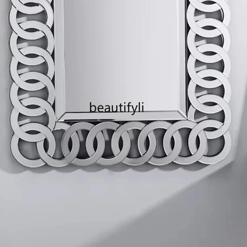 32Real non-deforming winter wood vanity mirror mirror wall hanging special-shaped tulip decorative painting