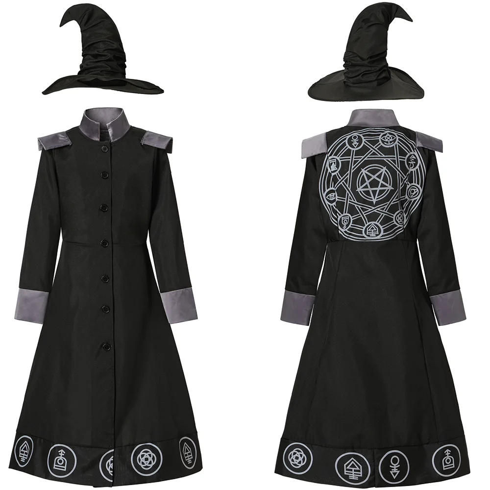 Children Dark Sorcerer Cosplay Uniform Boys Robe Wizard Halloween Carnival Easter Costume for Kids Stage Show Sorcerer Outfit