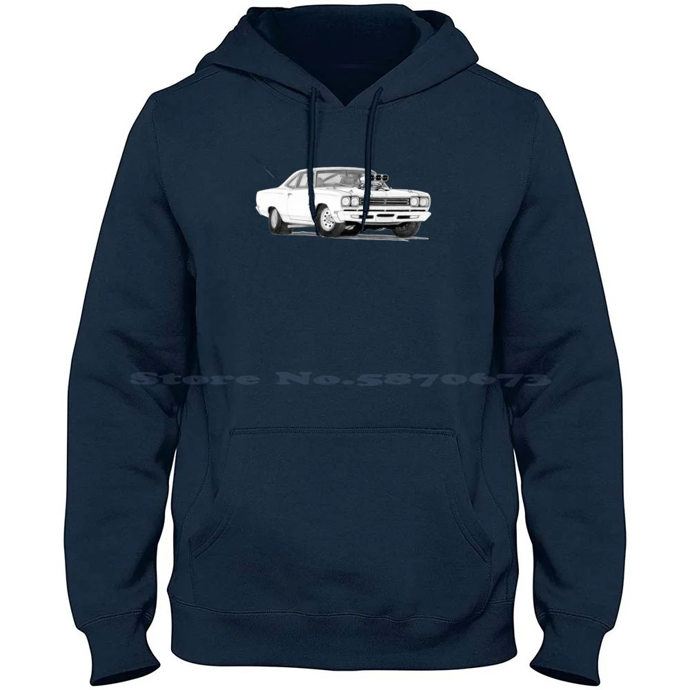 1969 Plymouth Road Runner Drawing 100% Pure Cotton Hoodie Tshirt Mopar Plymouth Chrysler Car Automobile Classic Vintage Retro