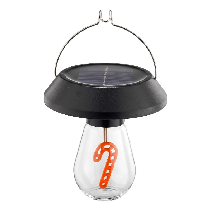 Protective Solar Camping Lantern Smart Light Sensor Auto On At Dark Equipped With Hook Vintage Filament Warm Light For Courtyard