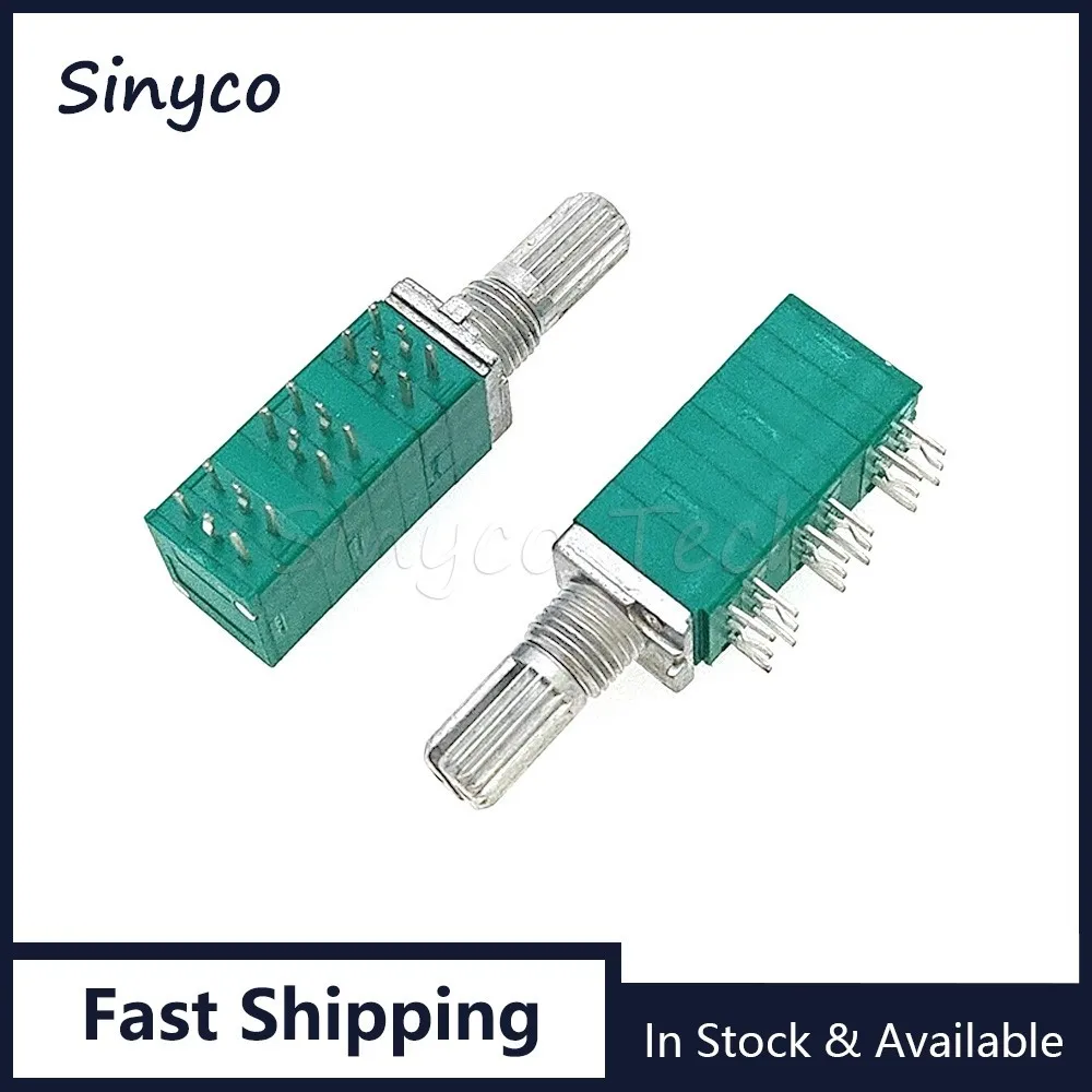 1PCS RK097 6 Link Volume Adjustable Precision Potentiometer B10K B103 B50K B503 6-Channel 18Pins Flower Shaft Length 15mm