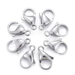 10pc 304 Stainless Steel Lobster Claw Clasps Parrot Trigger Clasps Grade A Size: 9mm wide 15mm long 4mm thick hole: 2mm