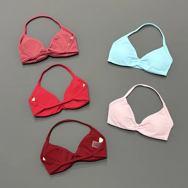 Women Halter Sports Bra High Support Push Up Wirefree Seamless Soft Removable Pads Gym Yoga Workout Breathable Crop Top