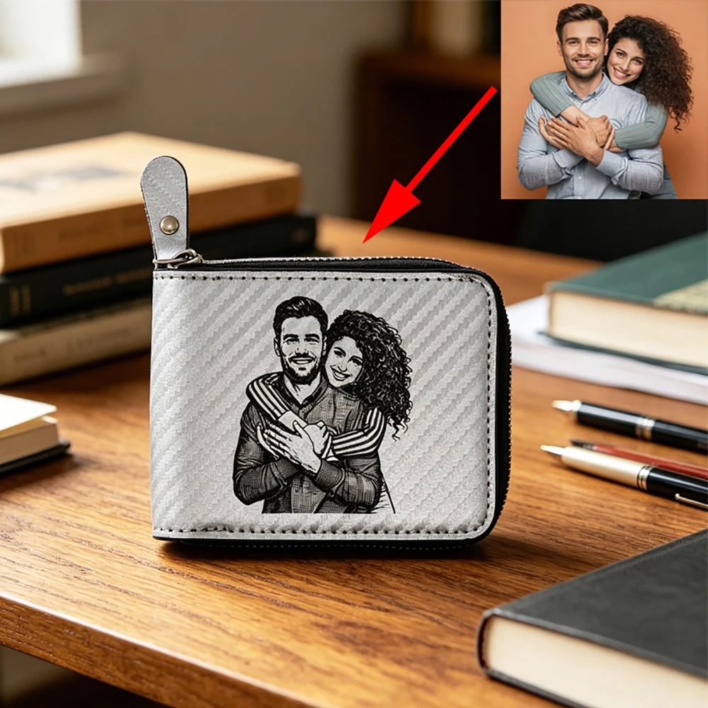 10pcs/lot Blank PU Leather Wallet Laser Engraving DIY Double-sided Laser Engraved Zipper Wallet for Men Women Customizable