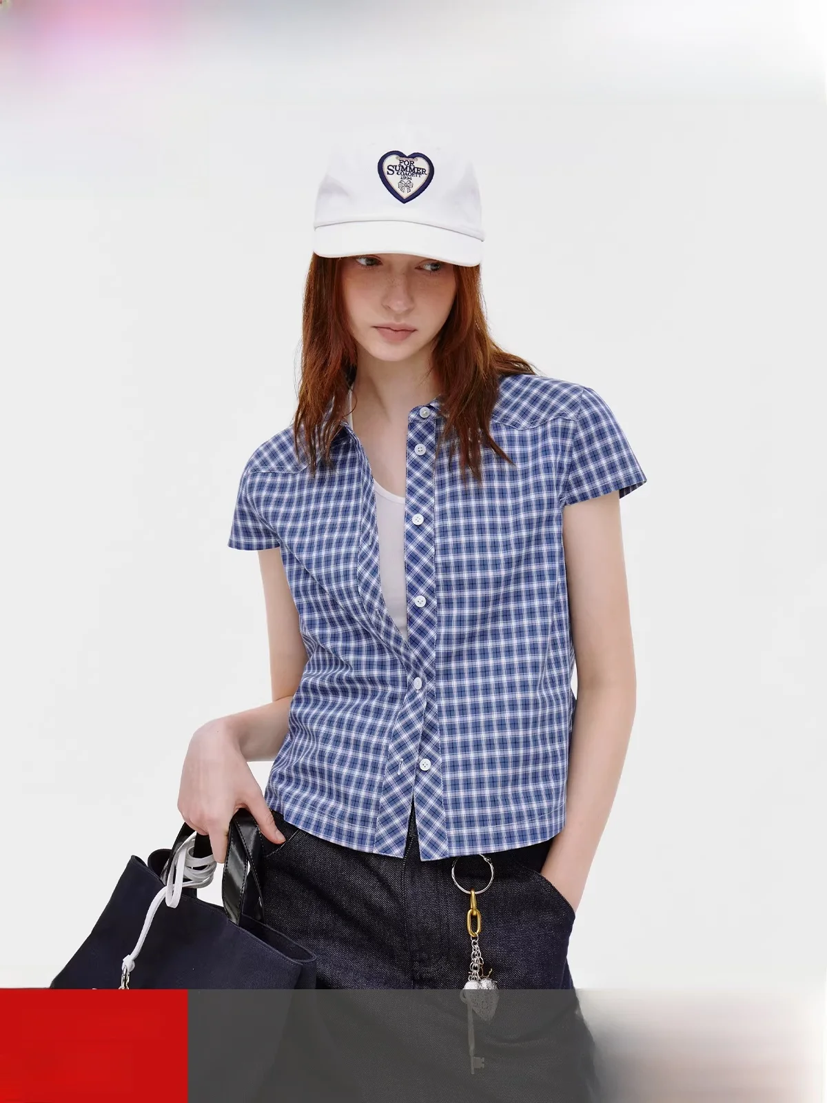 

Fano Summer Cooln Salt Series Women's Casual ort Sve irt Loose Fit Korean Sle Cotton Blend Cheered Pattern