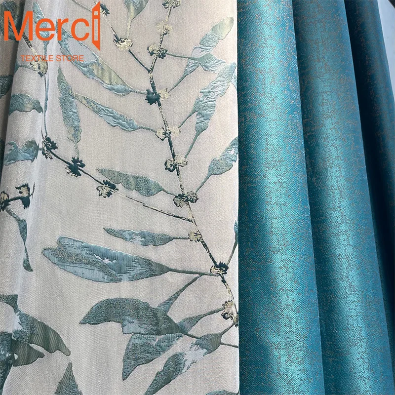

Luxury High-end Blackout Curtains for Living Dining Room Bedroom Embroidered Golden Silk Bamboo Curtains Light Villa Customized