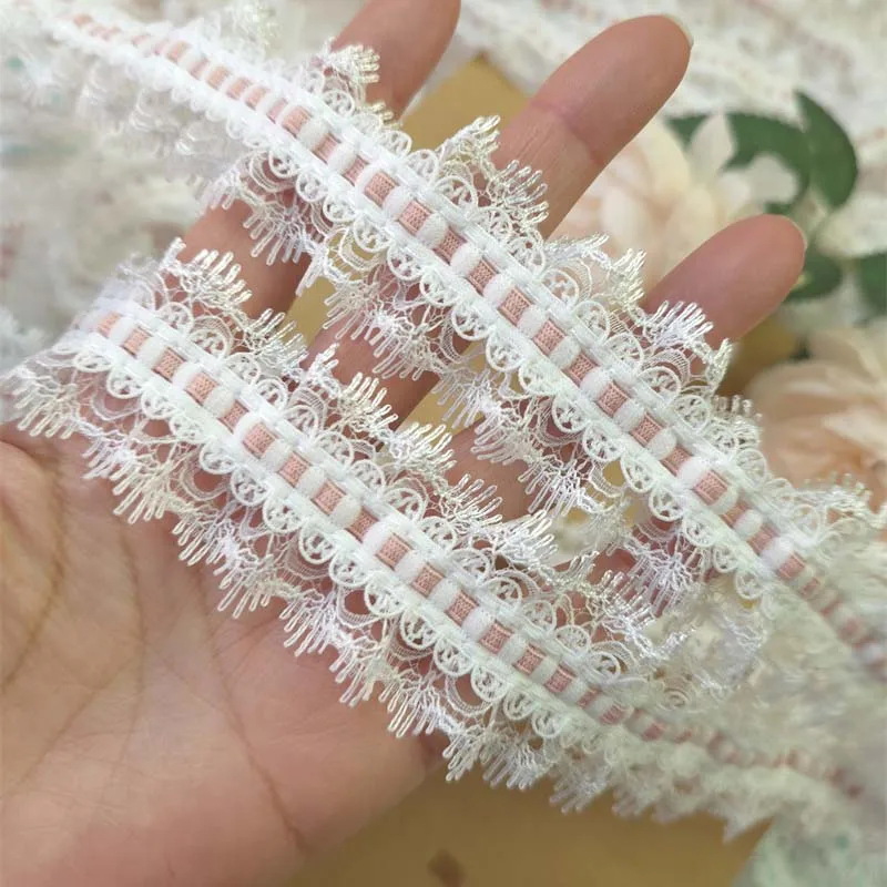 

30 ярдов кружевной тесьмы, розовая полиэстеровая ткань, нежное французское кружево для шитья своими руками, для платьев, юбок, аксессуаров для волос, декора воротников