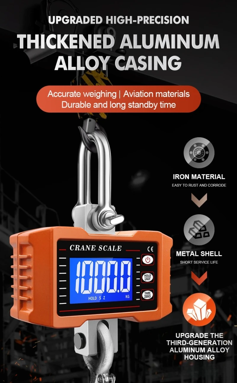 OCS‑P1 Electronic Crane Scale 1T 2T Portable Hanging Hook Scale Industrial Lifting Weight Measurement Dynamometer