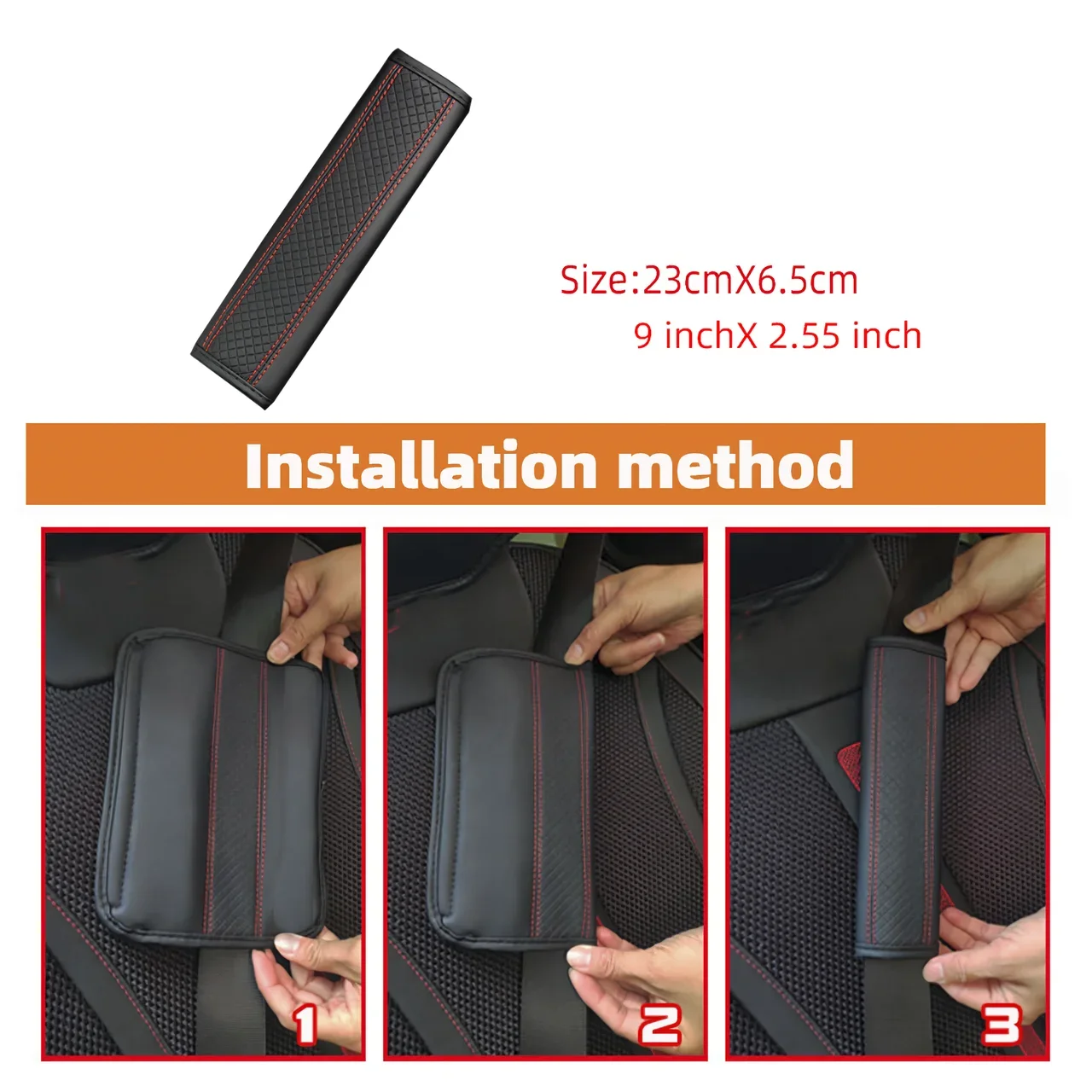 Soft Embossed PU Leather Safety Belt Shoulder Cushion, Pressure Relief Wear Resistant Seat Strap Cover, Universal Auto Interior