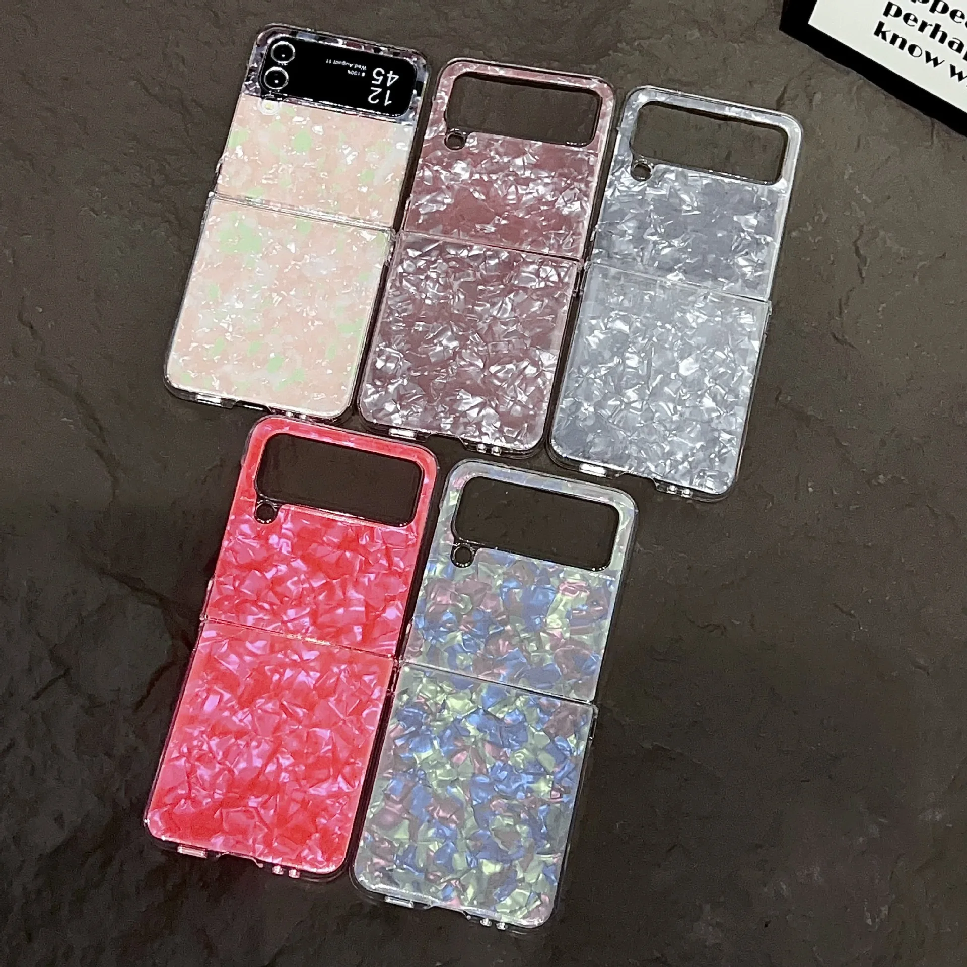 

Shell Texture Phone Case for Samsung Galaxy Z Flip 7 6 5 4 Protective Back Cover for ZFlip5 ZFlip6 ZFlip7 Case Shell