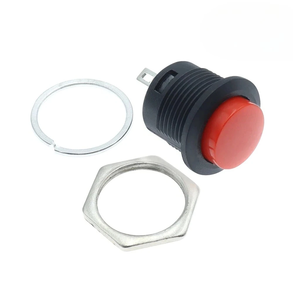 100PCS R13-507 Momentary Schalter SPST Runde Kappe Push Button Schalter AC 6A/125V 3A/250V rot Schwarz Weiß Gelb Grün Blau – Detail 11