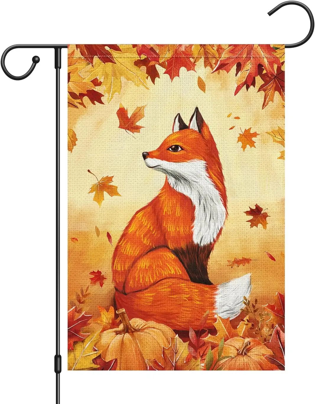 Louise Maelys Fall Garden Flag with Maple Fox Double Sided 12x18 Inch Small Burlap Autumn Yard Flags Outside Outdoor House Yard