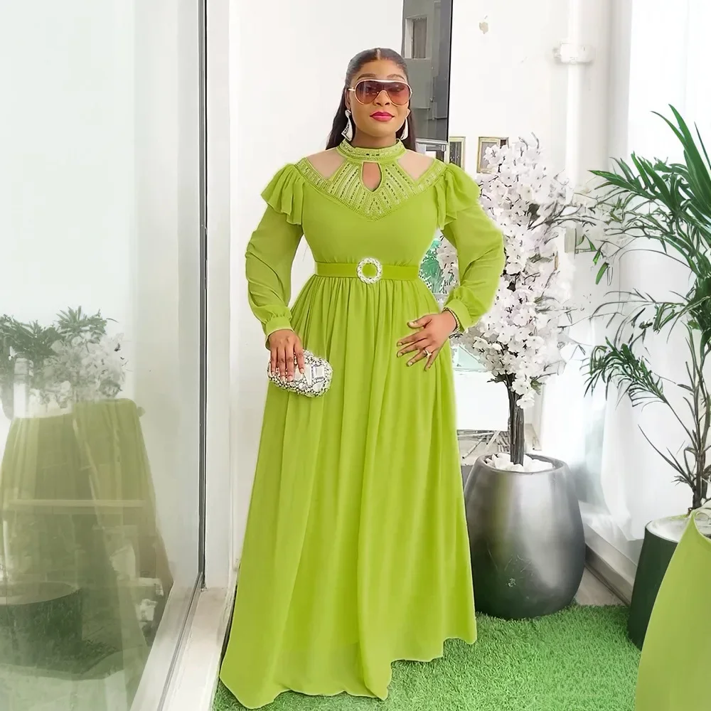 فساتين أفريقية أنيقة للنساء الماس ثوب مسائي مربوط فستان حفلات الزفاف Dashiki أنقرة أفريقيا تجهيزات الملابس قفطان