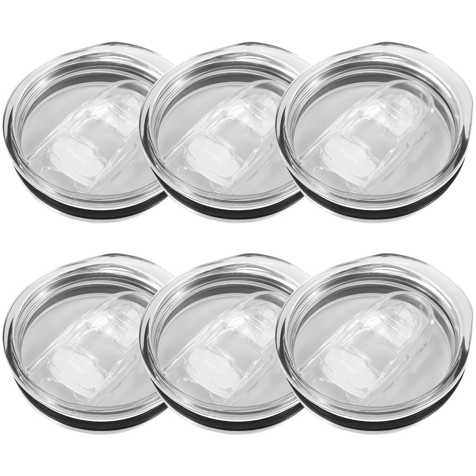 6 件套 Skinny Tumbler Lid Plastic Tumbler Replacement Lids Splash Resistant Tumbler Covers Spill Proof Clear Cup Cover Set