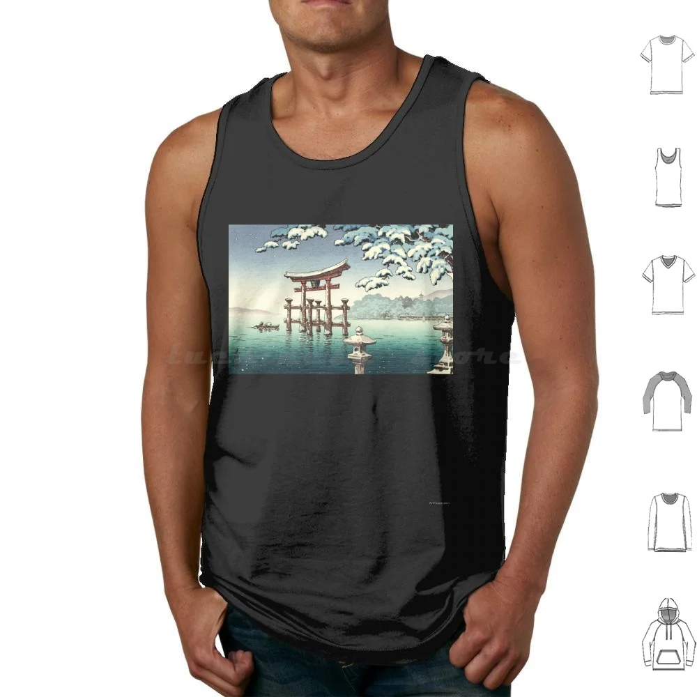 Tsuchiya Koitsu-Snowy Miyajima Tank Tops Print Cotton Japan Japanese Nihon Hokusai Traditional Woodblock Meiji